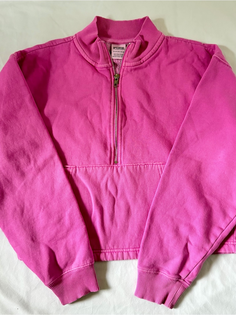 PINK Victoria's Secret Hot Pink Half-Zip Pullover Quarterzip